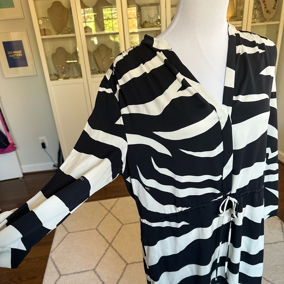 Diane von Furstenberg Freya Zebra-Print Drawstring Silk Dress DVF - Picture 10 of 15